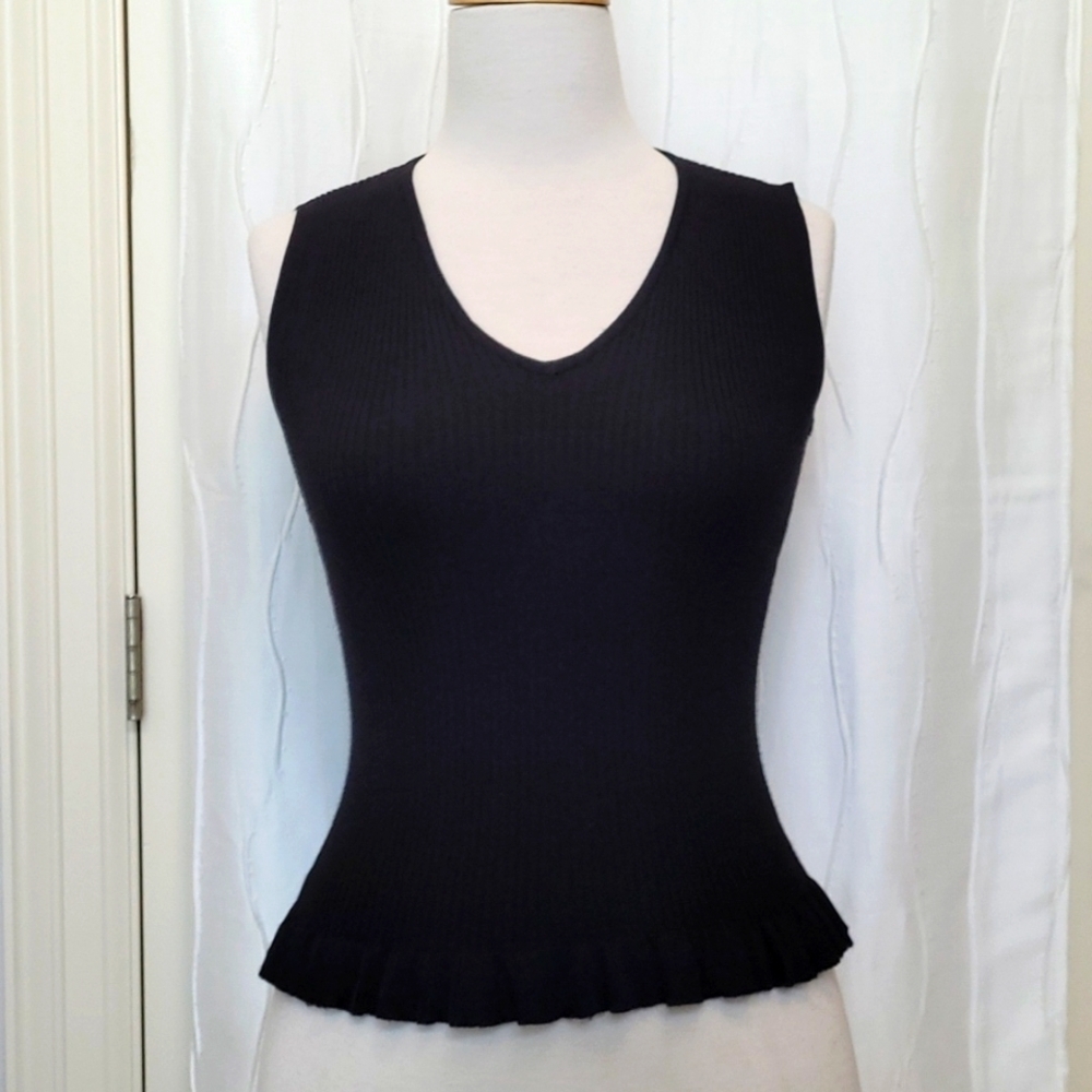 Vintage J.A.C. Black Ribbed Sleeveless Top